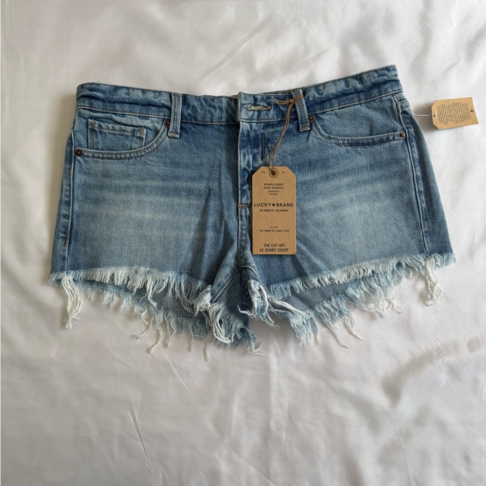 Lucky Brand Light Blue Frayed Hem Denim Cutoff Shorts 28